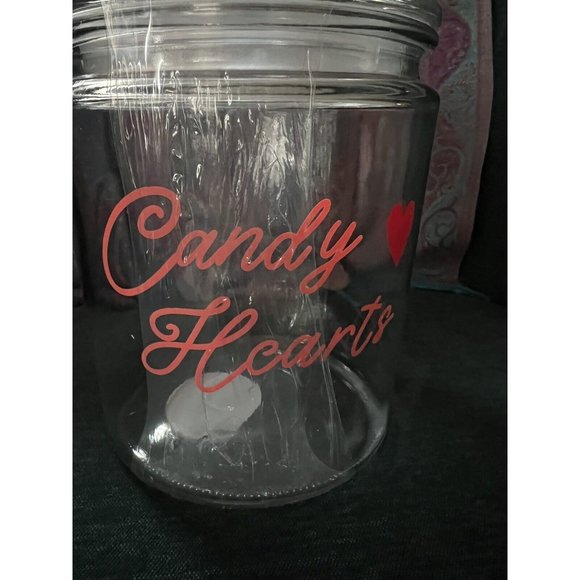 Candy Hearts Glass Candy Cookie Jar Target Food Safe Valentine Mom Candy Bar - Picture 2 of 4